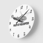 パイロットフライヘリコプター ラウンド壁時計 (傾斜)