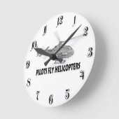 パイロットフライヘリコプター ラウンド壁時計 (傾斜)