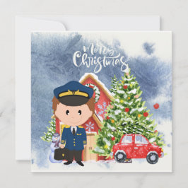 パイロットホリデーフライトホーム：パイロットのクリスマスシーン シーズンカード