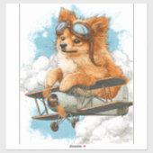 パイロットポメラニアン�フライングエース犬 シール (シート)