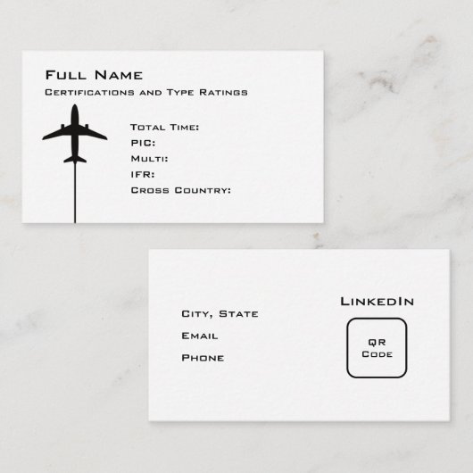 パイロットマイクロ履歴書 名刺 (正面/裏面)