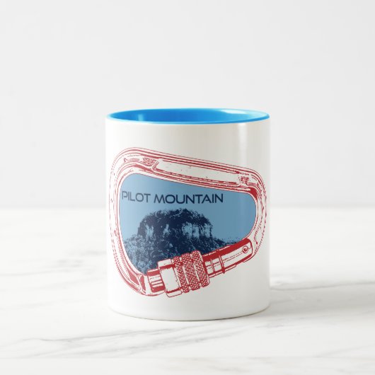 パイロットマウンテンノースカロライナ登山カラビナー ツートーンマグカップ (中央)