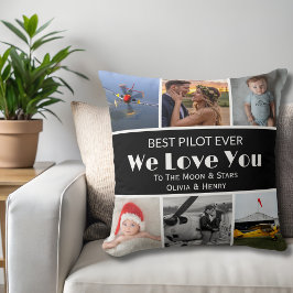 パイロットモダン 'We Love You' カスタムフォトコラージュ クッション