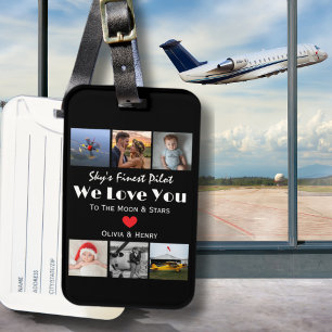 パイロットモダン 'We Love You' カスタムフォトコラージュ ラゲッジタグ