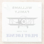 パイロットラウンジクール&航空機航空パーソナライズされた ガラスコースター (裏面)