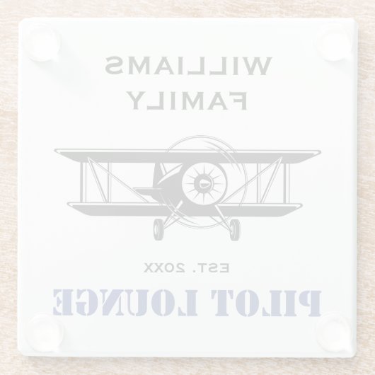 パイロットラウンジクール&航空機航空パーソナライズされた ガラスコースター (裏面)