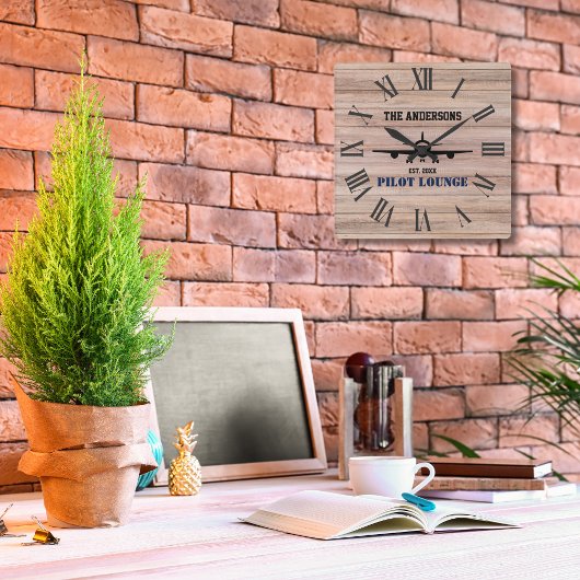 パイロットラウンジ航空クールパーソナライズされた スクエア壁時計