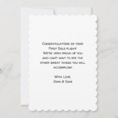 パイロット初の単独飛行の写真カスタム、航空券 (裏面)