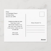 パイロット初の単独飛行の写真，カスタム航空 ポストカード (裏面)