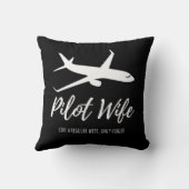 パイロット妻おもしろいかわいい航空機航空ギフトデザイン クッション (裏面)
