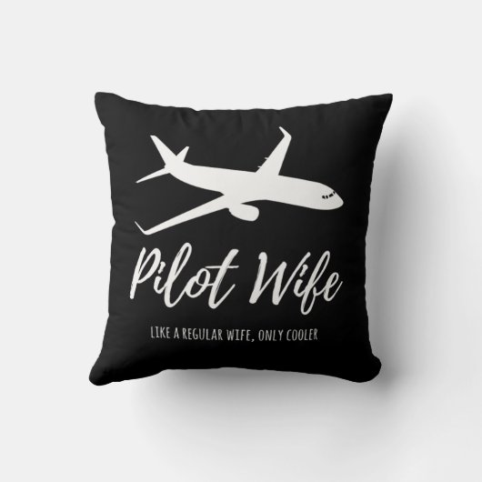パイロット妻おもしろいかわいい航空機航空ギフトデザイン クッション (裏面)