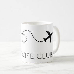 パイロット妻クラブ飛んでいる飛行機モダン白黒 コーヒーマグカップ