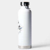 パイロット妻タイポグラフィ&飛行機シンプル，ミニマリスト ウォーターボトル (左面)