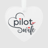 パイロット妻タイポグラフィ&飛行機シンプル，ミニマリスト オーナメント (正面)