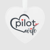 パイロット妻タイポグラフィ&飛行機シンプル,ミニマリスト オーナメント (正面)
