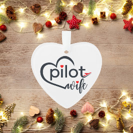 パイロット妻タイポグラフィ&飛行機シンプル，ミニマリスト オーナメント