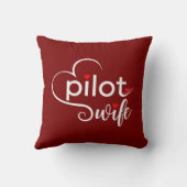 パイロット妻タイポグラフィ&飛行機シンプル，ミニマリスト クッション (裏面)