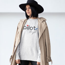 パイロット妻タイポグラフィ&飛行機シンプル，ミニマリスト スウェットシャツ