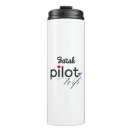 パイロット妻タイポグラフィ&飛行機シンプル，ミニマリスト タンブラー