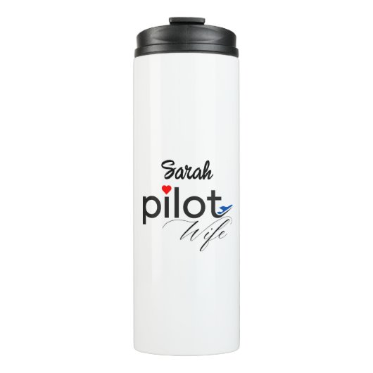 パイロット妻タイポグラフィ&飛行機シンプル,ミニマリスト タンブラー (正面)