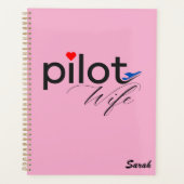 パイロット妻タイポグラフィ&飛行機シンプル,ミニマリスト プランナー手帳 (正面)