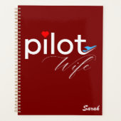 パイロット妻タイポグラフィ&飛行機シンプル,ミニマリスト プランナー手帳 (正面)