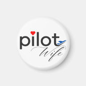 パイロット妻タイポグラフィ&飛行機シンプル，ミニマリスト マグネット (正面)