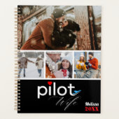 パイロット妻タイポグラフィ&飛行機,ミニマリスト写真 プランナー手帳 (正面)