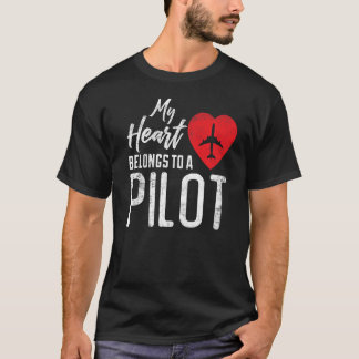 パイロット妻航空航空パイロット夫アヴィアト Tシャツ