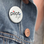 パイロット妻 タイポグラフィ & 飛行機 シンプル・ミニマル 缶バッジ