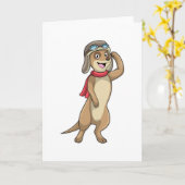 パイロット帽をかぶったキツネザルパイロット カード (黄色い花)