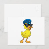 パイロット帽をかぶったパイロットとしてのアヒル ポストカード (正面/裏面)
