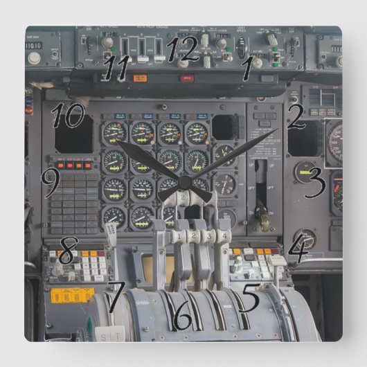 パイロット操縦室 スクエア壁時計 (正面)