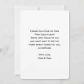 パイロット最初の単独飛行写真, オーダーメイド 航空カード (裏面)