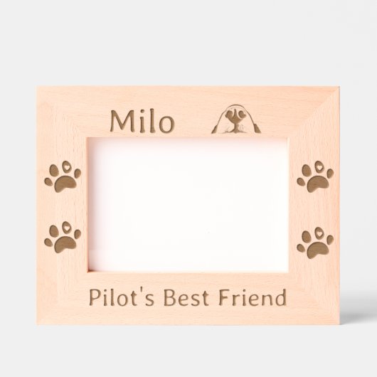 パイロット最高のの友よおもしろいり可愛い犬カスタムペット レーザー彫刻フレーム (正面)