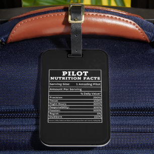 パイロット栄養成分表示 - 航空ファンに贈るユーモアデザイン ラゲッジタグ