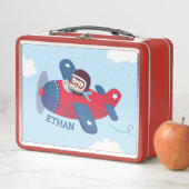 パイロット機のかわいい男の子パーソナライズされた メタルランチボックス (インサイチュ)