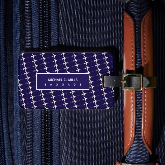 パイロット用飛行機の青い手荷物ラベル ラゲッジタグ (正面インサイチュ4)