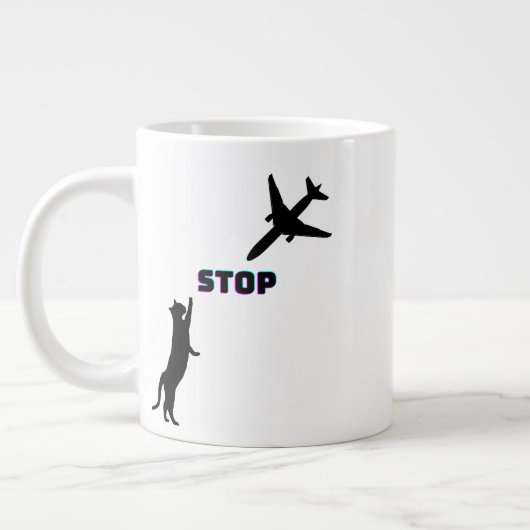 パイロット航空パパのおもしろい着陸ストップ猫 ジャンボコーヒーマグカップ (左)