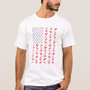 パイロット航空機米国旗飛行機航空 Tシャツ