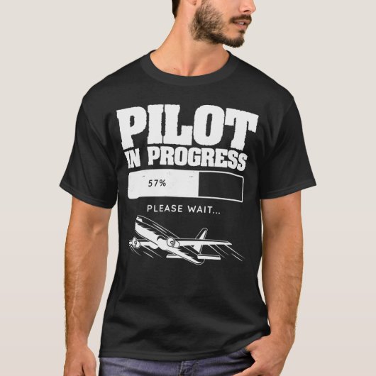 パイロット進行中の飛行機航空未来コパイロット Tシャツ (正面)