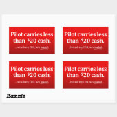 パイロット運20ドル未満 長方形シール (シート)