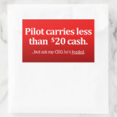 パイロット運20ドル未満 長方形シール (バッグ)