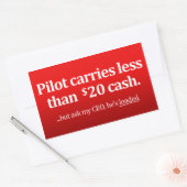 パイロット運20ドル未満 長方形シール (封筒)