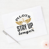 パイロット長い飛行機おもしろいパイロット飛行士 スクエアシール (封筒)