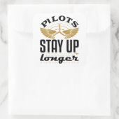 パイロット長い飛行機おもしろいパイロット飛行士 スクエアシール (バッグ)