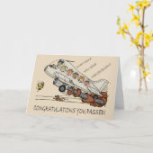 パイロット飛んでいる漫画の飛行機カード カード (黄色い花)