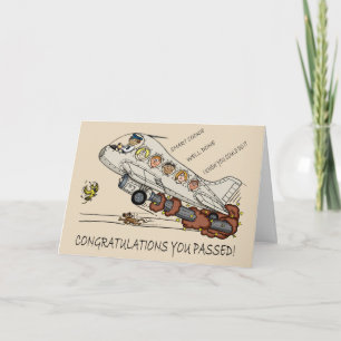 パイロット飛んでいる漫画の飛行機カード カード