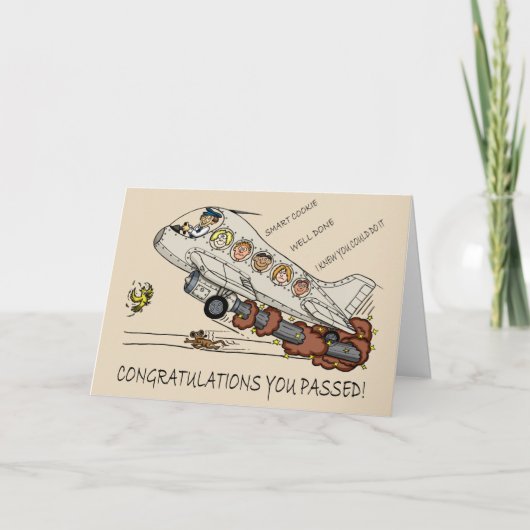 パイロット飛んでいる漫画の飛行機カード カード (正面)