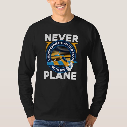 パイロット飛んでいる飛行機航空老齢者プレミアム Tシャツ (正面)